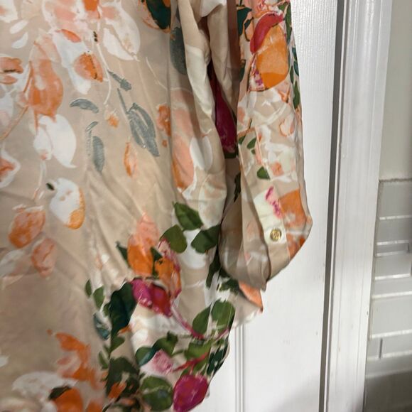 The Refinery Tan Floral Button Up Tunic Top Size 3X - Picture 5 of 8